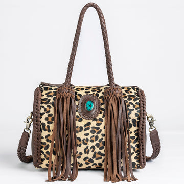 American Darling Duffel Hair on Genuine Leather Western Women Bag | Handbag Duffle Weekend Travel Bags for